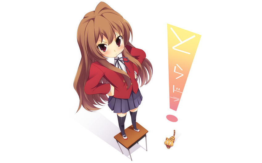 aisaka_taiga long_hair seifuku thighhighs toradora white