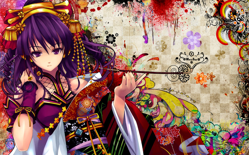 highres japanese_clothes kimono misaki_kurehito purple_eyes purple_hair snyp