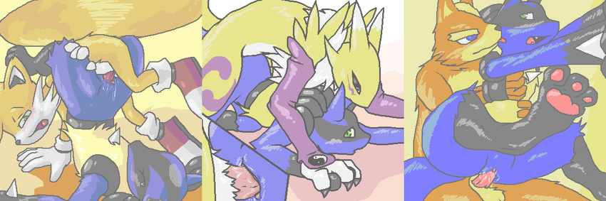9_6 blue_eyes brown_eyes canine digimon eyes_closed female fox green_eyes kitsune lucario male miles_prower mobian multiple_tails penetration pok&eacute;mon renamon sex sonic_(series) star_fox straight tail vaginal vaginal_penetration video_games