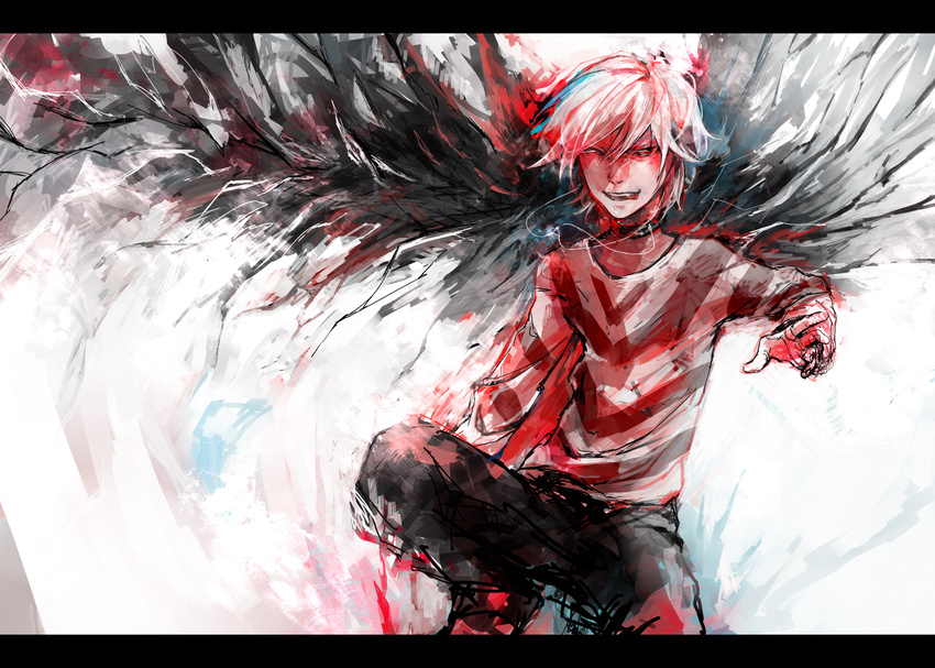 accelerator black_wings male_focus red_eyes solo to_aru_majutsu_no_index white_hair wings
