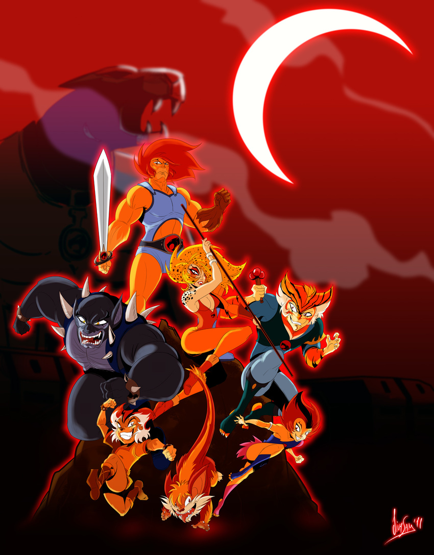 fanart jimsam-x jimsam-x_(artist) lion-o panthro pole snarf sword thundercats tygra weapon wilycat wilykat wilykit