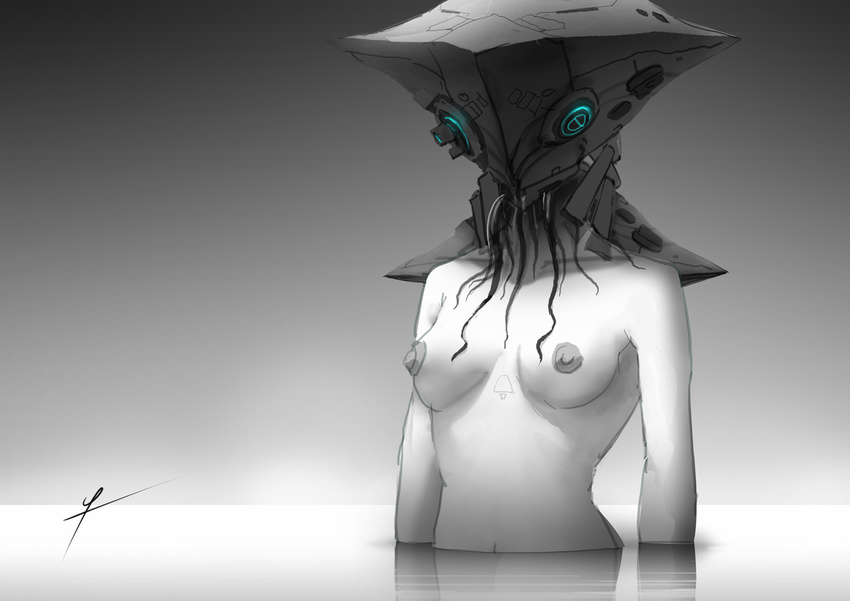 cyborg female ldt nipples nude sci-fi solo standing
