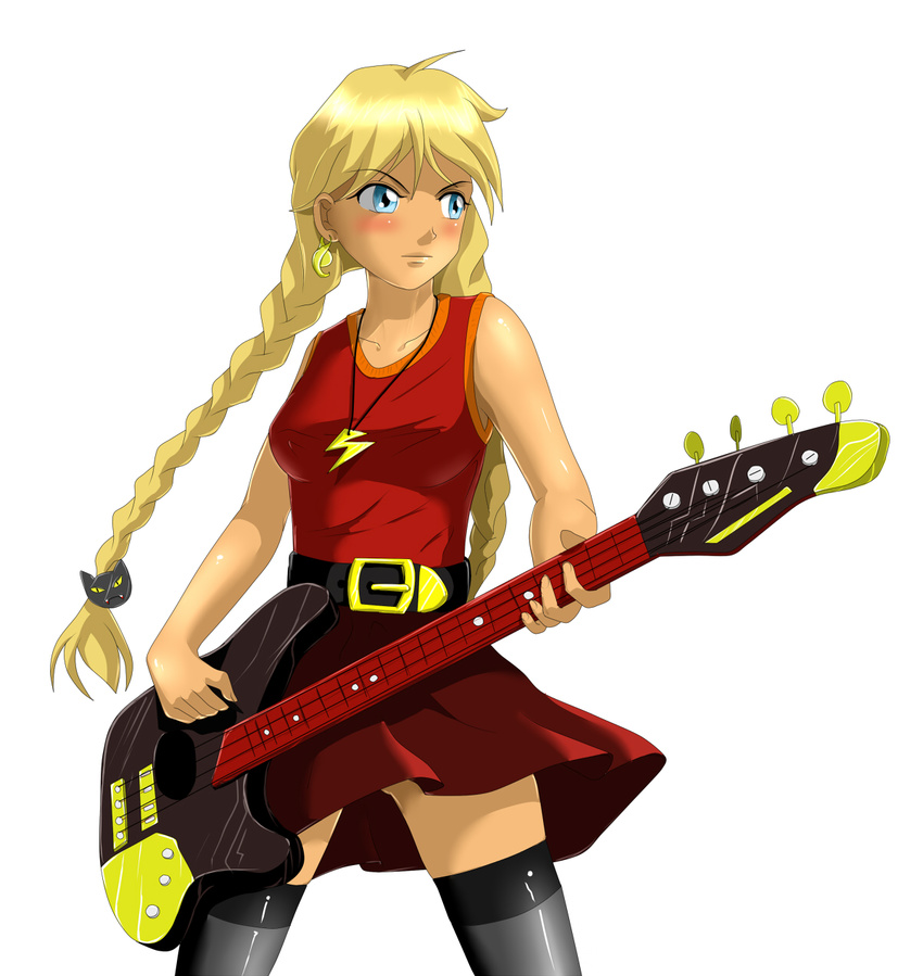 2ch.ru blonde_hair blue_eyes guitar highres instrument mascot ru-chans skirt slavya-tan