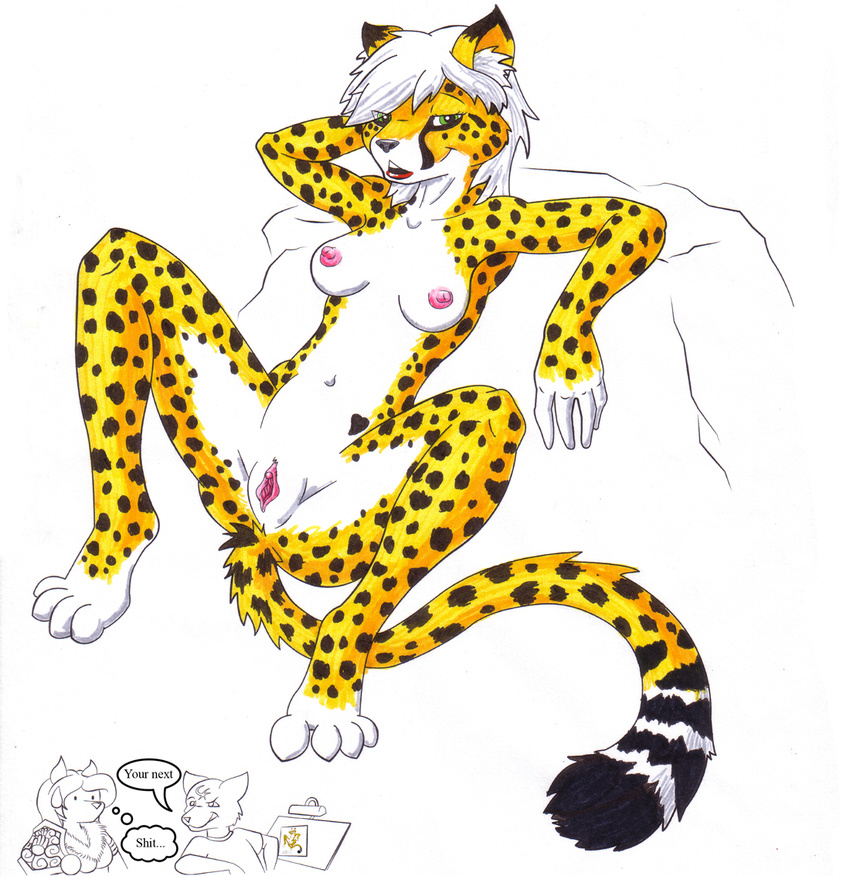 cheetah feline female nude presenting pusspuss pussy solo spread_legs spreading