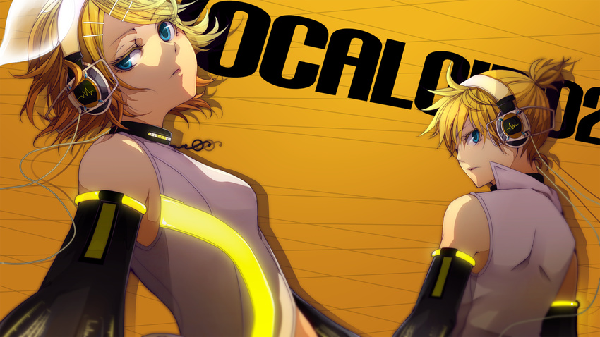 1girl blonde_hair blue_eyes brother_and_sister domco highres kagamine_len kagamine_len_(append) kagamine_rin kagamine_rin_(append) md5_mismatch siblings twins vocaloid vocaloid_append
