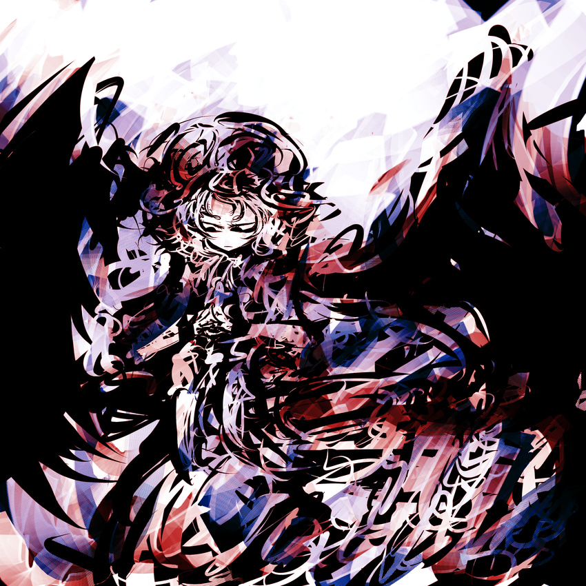 abstract absurdres bad_id bad_pixiv_id f7(eiki) hat highres remilia_scarlet short_hair solo touhou wings