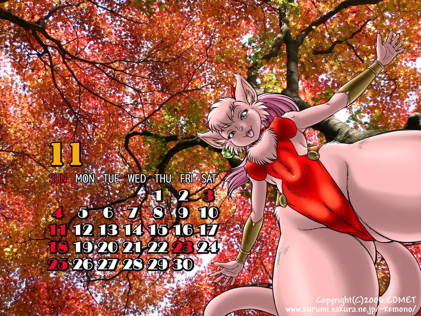 2006 4:3 autumn brown calendar camel_toe cat dr_comet feline female meeya november solo wallpaper