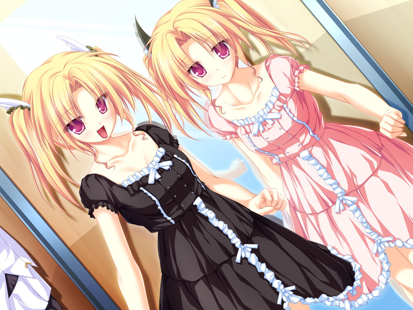 blonde_hair game_cg magus_tale nina_geminis red_eyes rena_geminis tenmaso twins twintails whirlpool