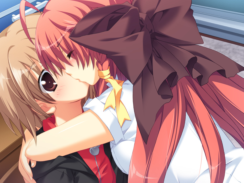 anekano brown_hair game_cg kiss moo noyama_kaede noyama_ringo red_hair