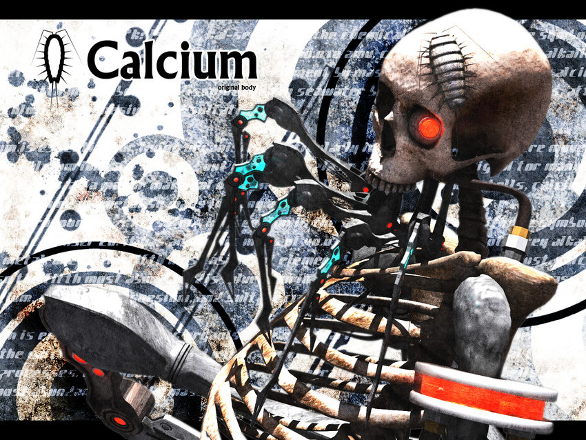 3d bone calne_ca cyborg deino isopod karune_calcium maeda_koutarou red_eyes skeleton skull