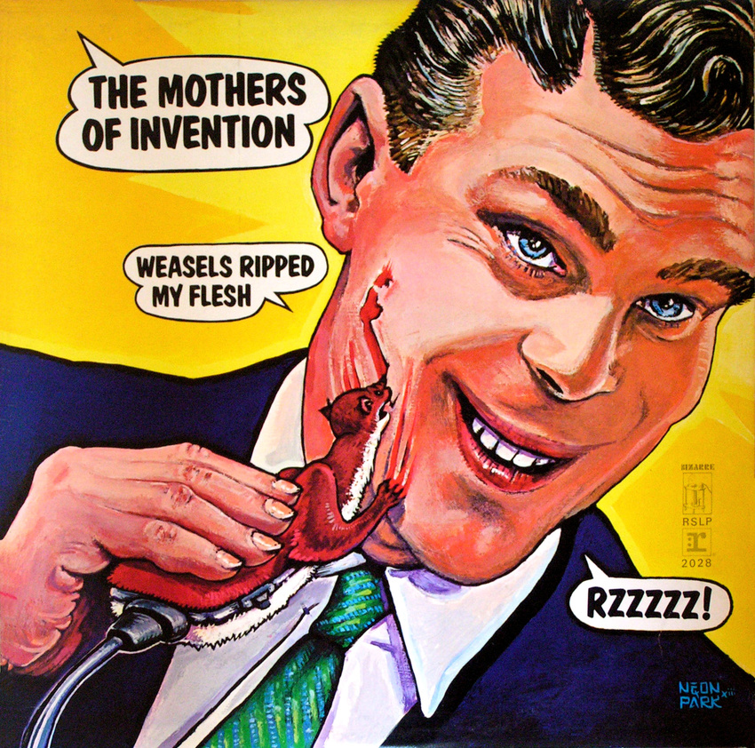 1970 album biting blood cover frank_zappa human male martin_muller neon_park parody portrait razor shaving weasel weasels_ripped_my_flesh