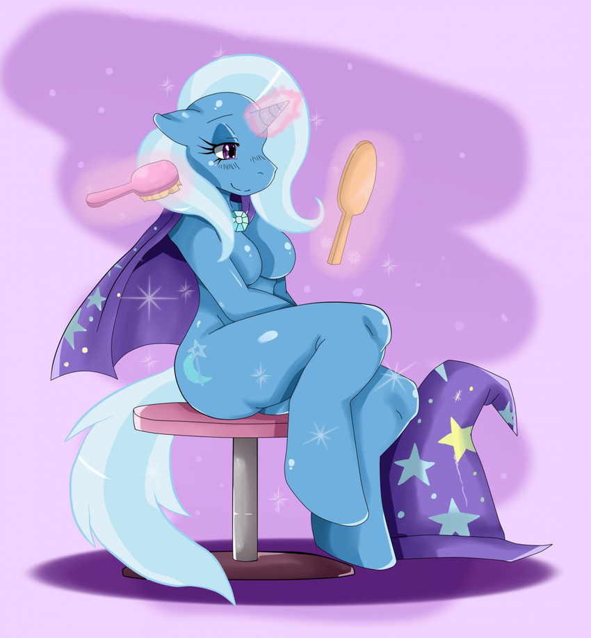 anthro breasts equine female friendship_is_magic hair hat hooves horse magic my_little_pony pony sssonic2 tail trixie_(mlp) unicorn