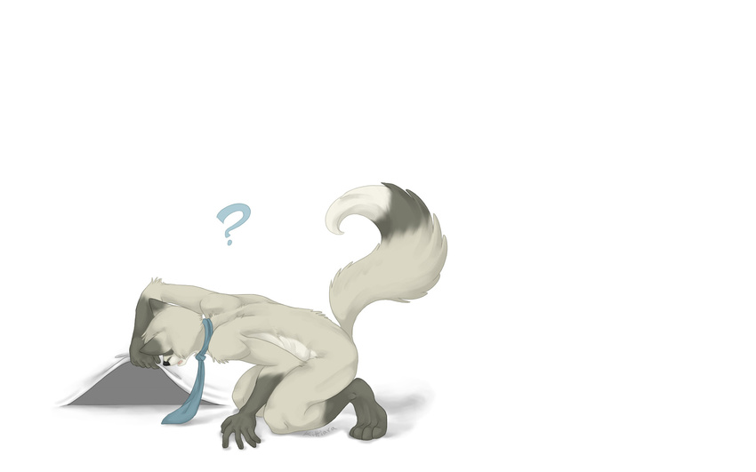 ? canine fender ferrox kittiara kneeling looking male not_a_fox nude raised_tail solo tail tie wallpaper