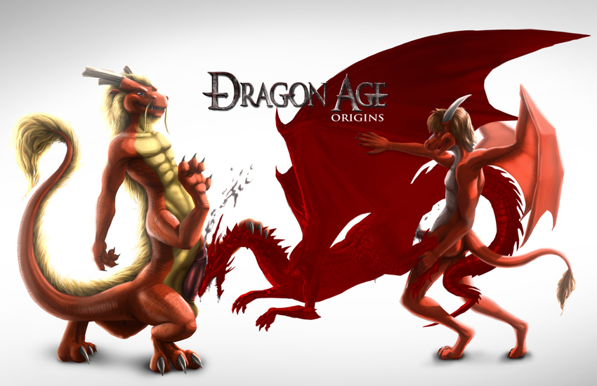 cum digitigrade dragon dragon_age dragontaur dudey101 dudey_101 horn logo_rape looking_at_viewer male penetration penis red_scales scalie taur wings