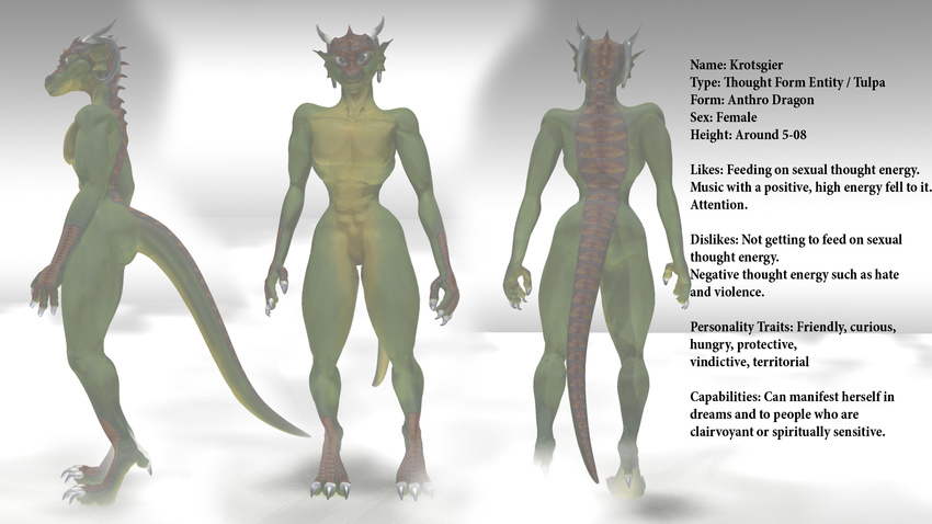 3d circlea61 dragon female krotsgier model_sheet nude scalie solo