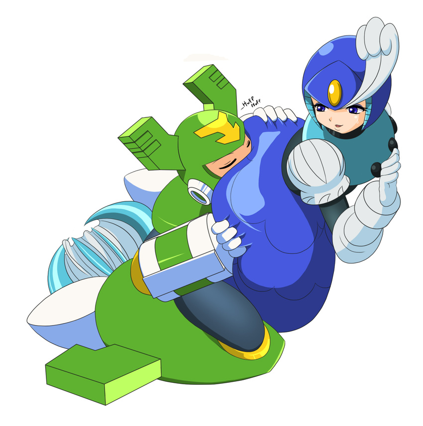 artist_request ass ass_grab capcom face_in_ass highres huge_ass looking_back mermaid monster_girl rockman rockman_(classic) rockman_(original) rockman_9 splash_woman tornado_man tornadoman