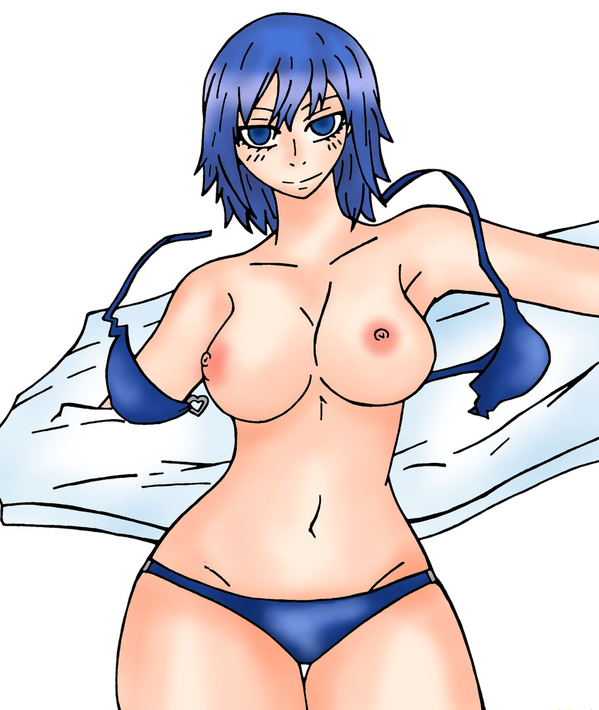 bikini blue_hair breasts fairy_tail juvia_loxar nipples tagme topless