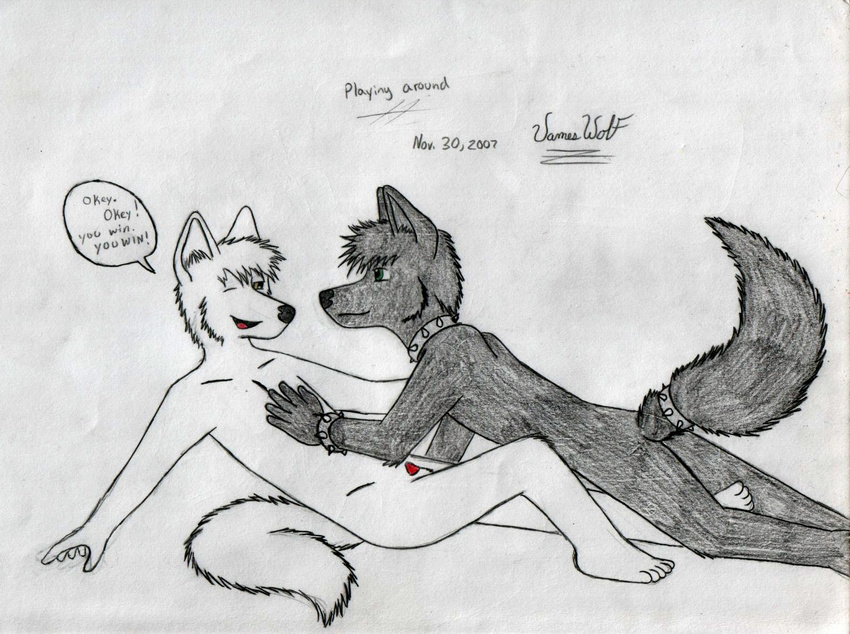 2007 black canine cute english_text gay james_wolf love male ok_ok_you_win white wolf