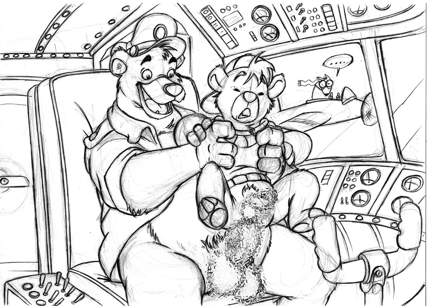 airplane anal anal_penetration baloo bear censored cockpit cub furryrevolution gay kit_cloudkicker male penetration sketch talespin