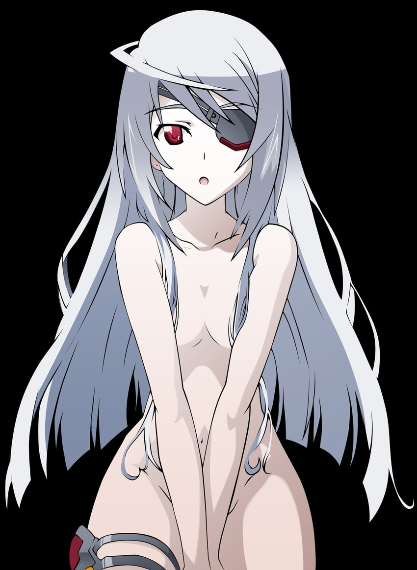 artist_request breasts eyepatch highres infinite_stratos laura_bodewig nude red_eyes silver_hair small_breasts solo