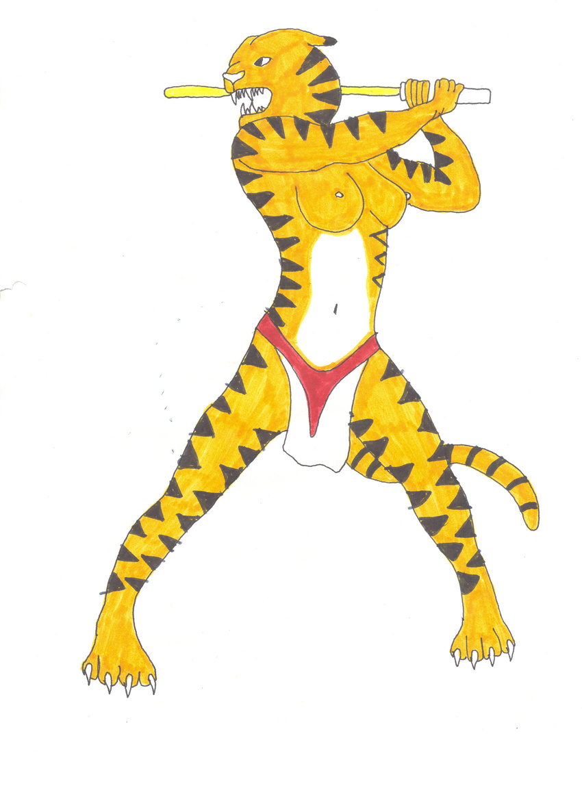 baton chris-sowden feline female hi_res loincloth solo tiger topless underwear