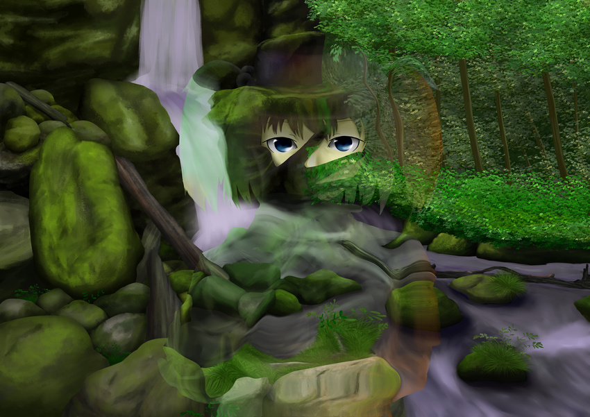 camouflage highres kawashiro_nitori md5_mismatch nature solo tom=boy touhou two_side_up water