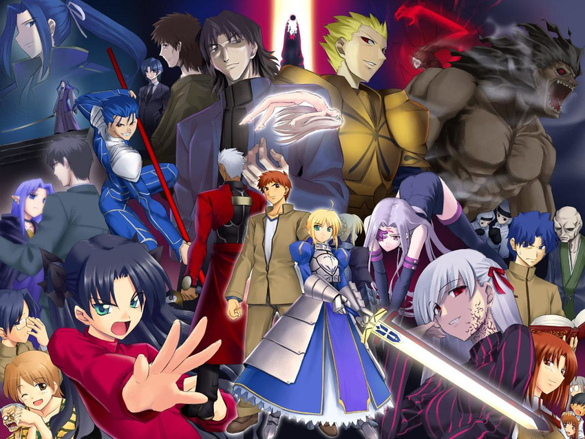 6+girls archer artoria_pendragon_(all) assassin_(fate/stay_night) bazett_fraga_mcremitz berserker caster dark_sakura emiya_kiritsugu emiya_shirou everyone fate/stay_night fate_(series) fujimura_raiga fujimura_taiga gilgamesh himuro_kane illyasviel_von_einzbern kotomine_kirei kuzuki_souichirou lancer leysritt makidera_kaede matou_sakura matou_shinji matou_zouken mitsuzuri_ayako multiple_boys multiple_girls namonashi rider ryuudou_issei saber saber_alter saegusa_yukika sella toosaka_rin true_assassin type-moon