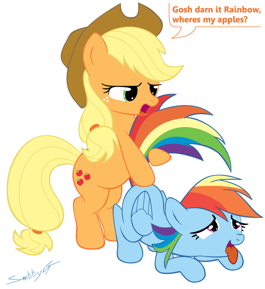 applejack_(mlp) equine female friendship_is_magic hat my_little_pony pegasus rainbow_dash_(mlp) smitty_g