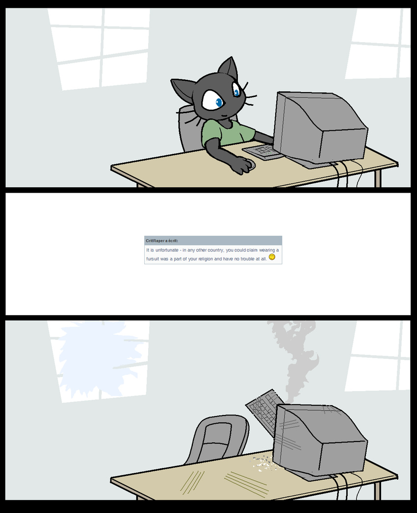 &gt;:( cat computer darkdoomer feline greenreaper internet keyboard miw rage
