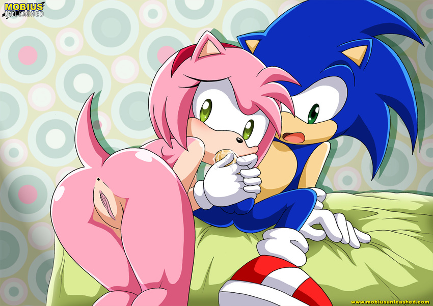 amy_rose bed cum cum_in_mouth female hedgehog male mobian mobius_unleashed oral penis pussy sega sex sonic_(series) sonic_the_hedgehog straight