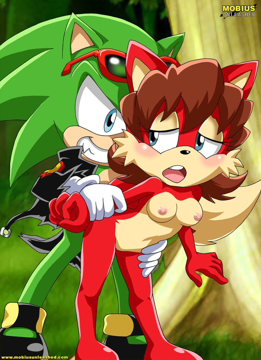 blush breasts canine female fiona_fox fox from_behind hedgehog male mobian mobius_unleashed scourge_the_hedgehog sega sex smile sonic_(series) straight