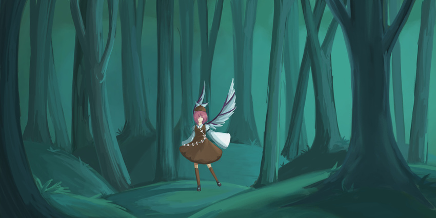 absurdres female forest girl hat highres mystia_lorelei nature touhou wings