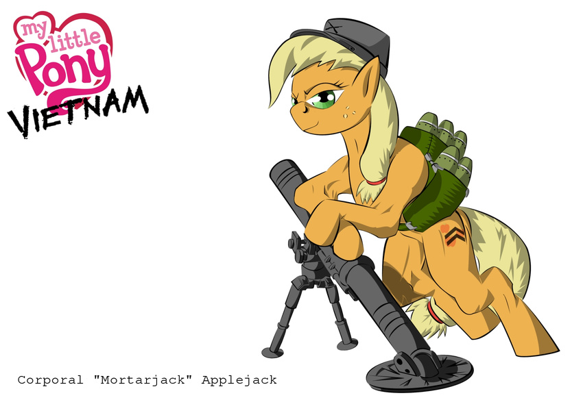 artillery blonde_hair equine female feral friendship_is_magic green_eyes hair hat horse mammal mortar my_little_pony plain_background pony solo unknown_artist vietnam white_background