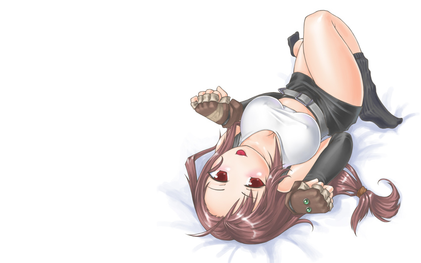 brown_hair erect_nipples final_fantasy final_fantasy_vii gloves long_hair red_eyes socks tifa_lockhart white