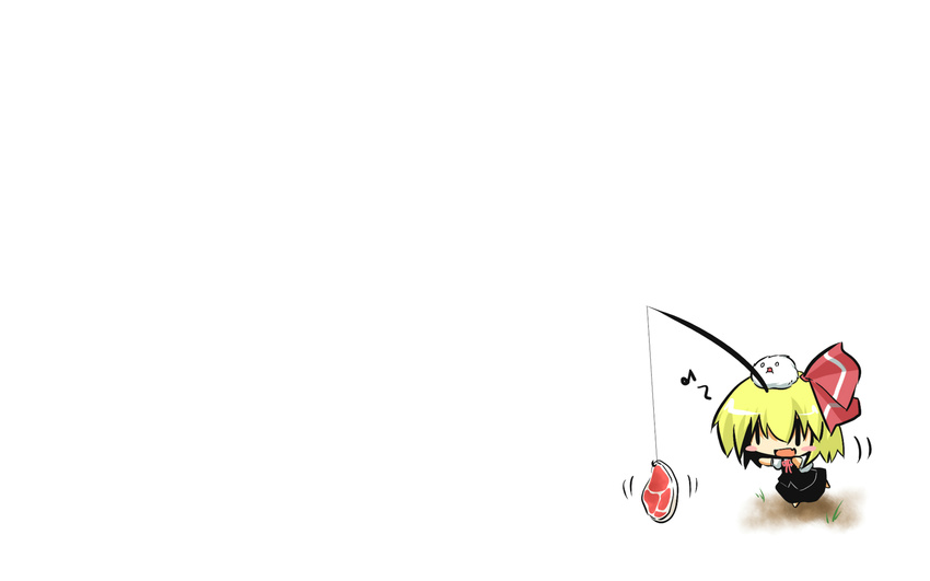 bow chibi food gomasamune kedama ribbons rumia touhou