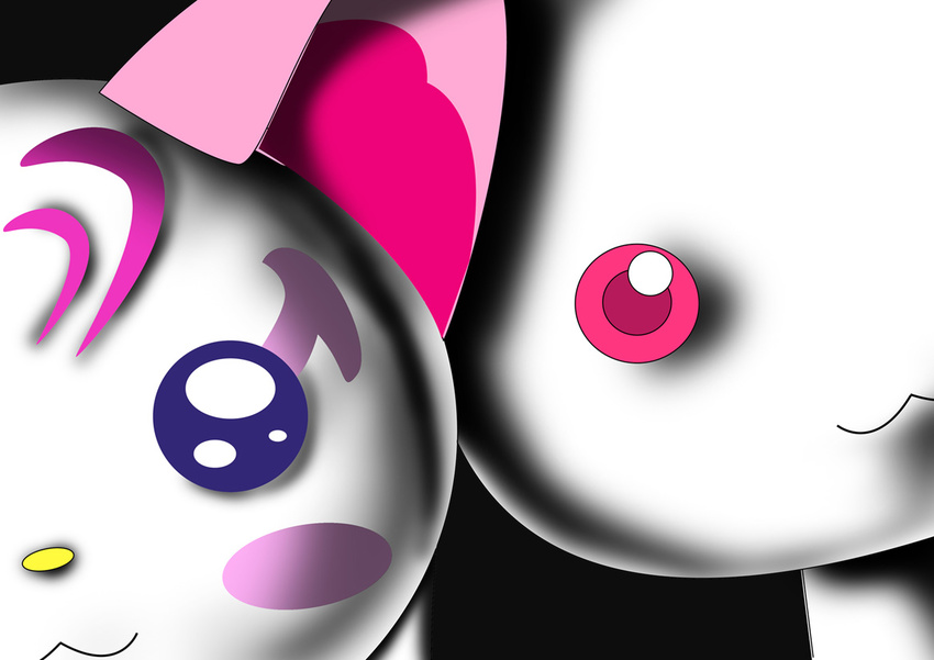 black_background blue_eyes close-up creature crossover hummy_(suite_precure) i_am_l kyubey mahou_shoujo_madoka_magica mascot no_humans pink_eyes precure suite_precure yappy_(yapis_company)