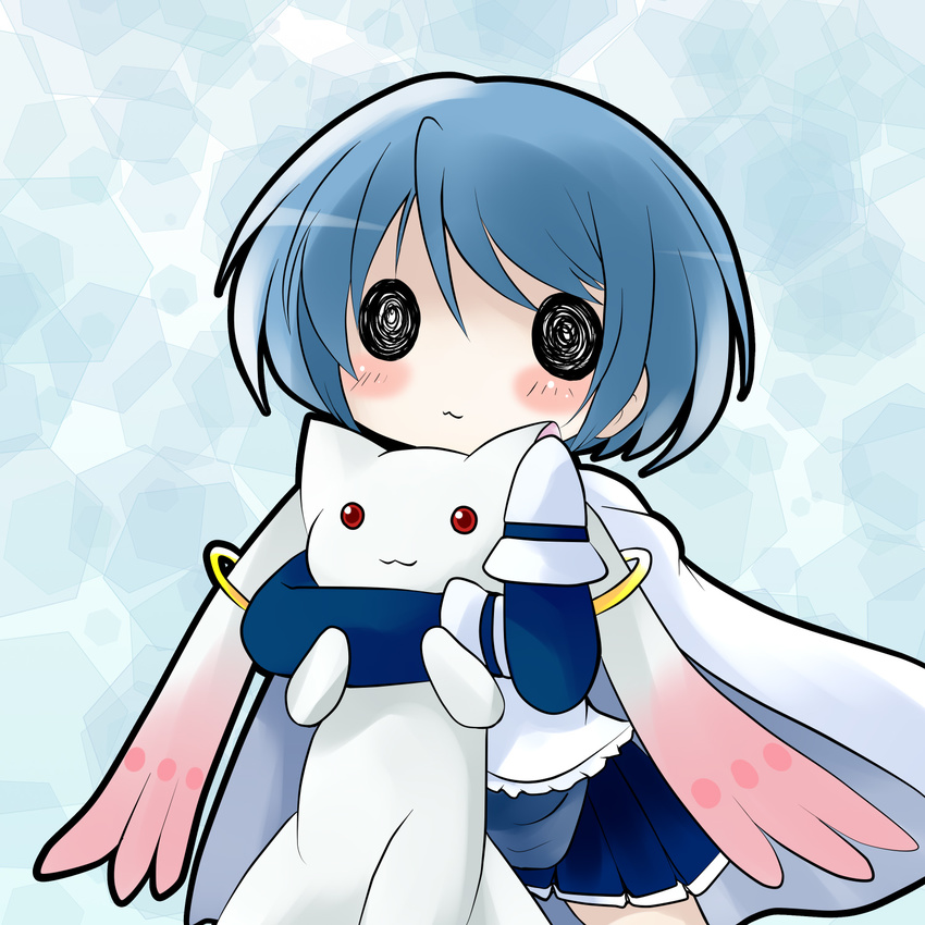 :3 @_@ blush_stickers chibi headlock highres kyubey mahou_shoujo_madoka_magica miki_sayaka o_o yume_shokunin