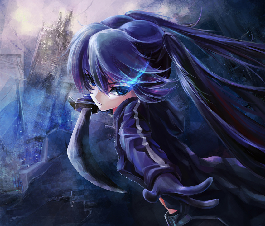 black_rock_shooter black_rock_shooter_(character) highres long_hair solo sword ushas weapon