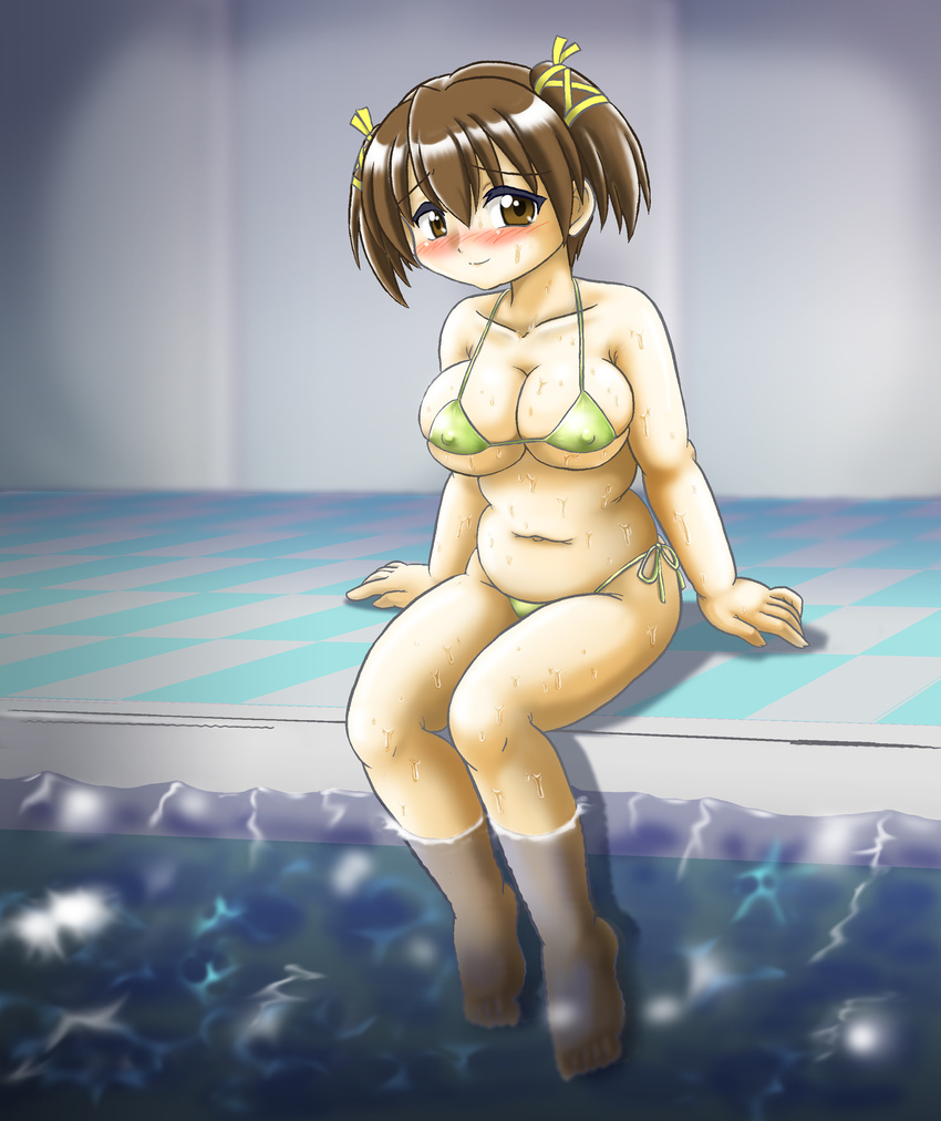 absurdres bikini blush breasts cleavage erect_nipples highres hoshikawa_tsukimi mahou_sensei_negima mahou_sensei_negima! plump smile swimsuit water yotsuba_satsuki