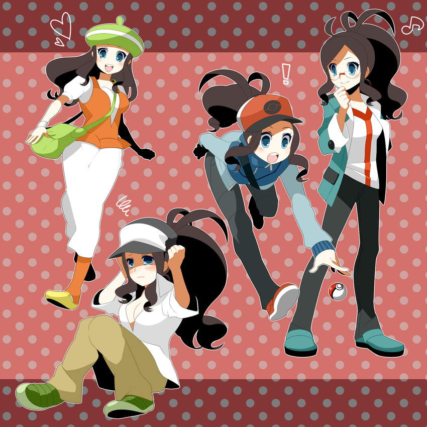 baseball_cap bel_(pokemon) bel_(pokemon)_(cosplay) blue_eyes brown_hair cheren_(pokemon) cheren_(pokemon)_(cosplay) cosplay glasses hat highres n_(pokemon) n_(pokemon)_(cosplay) orange_legwear pantyhose poke_ball pokemon pokemon_(game) pokemon_bw ponytail rkp touko_(pokemon) touya_(pokemon)