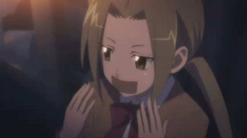 blazer blonde_hair gag gagged hagimura_suzu mouth_taped school_uniform screencap seitokai_yakuindomo tape tapegag twintails yellow_eyes