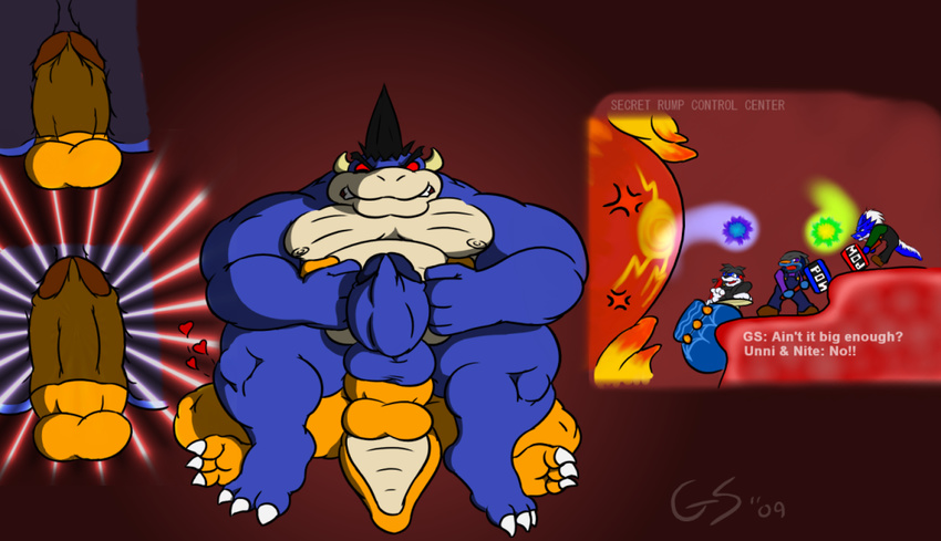 anal anal_penetration balls bowser claws dark_bowser dragon erection fangs gay gs horns koopa male mario_bros muscles nude penetration penis red_eyes reptile scalie sex sitting tail