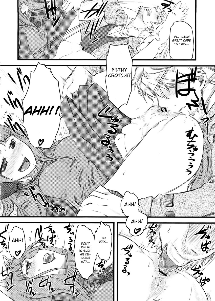 anus censored clover_(artist) comic craft_lawrence female greyscale hi_res horo monochrome ookami_to_koushinryou ookamimimi oral pussy spice_and_wolf wolf_ears