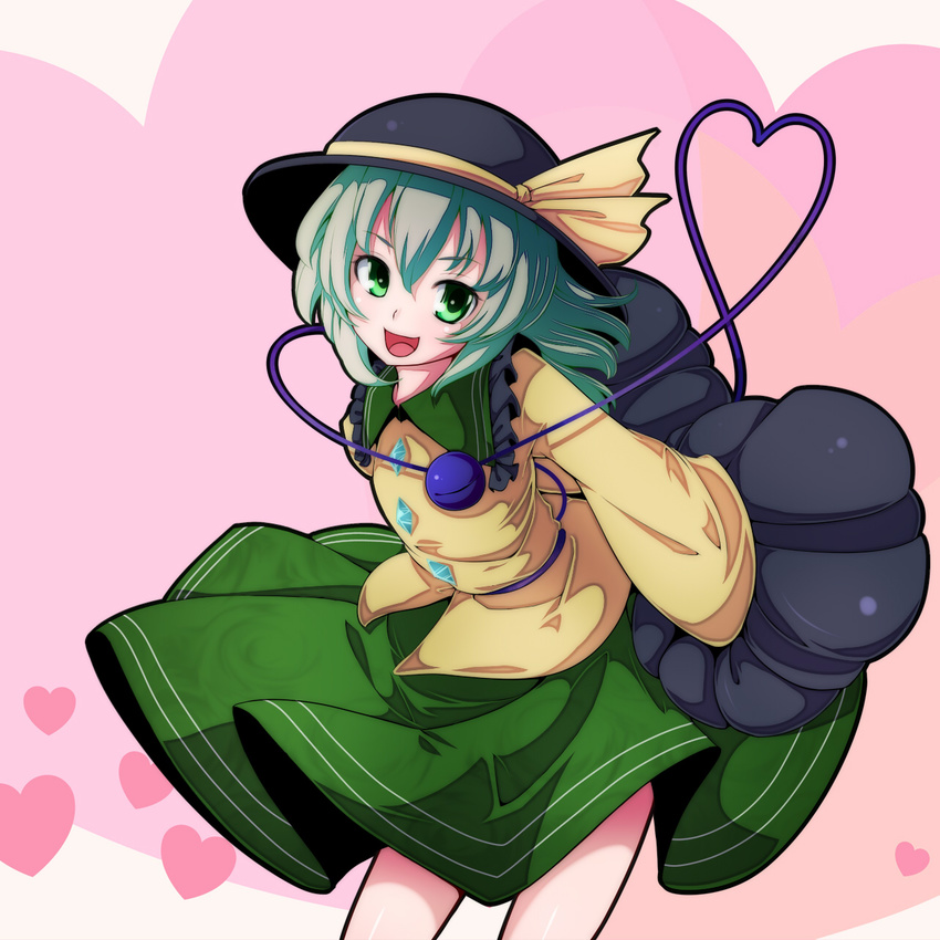 green_eyes green_hair hat heart heart_of_string highres komeiji_koishi nikka_(cryptomeria) solo touhou