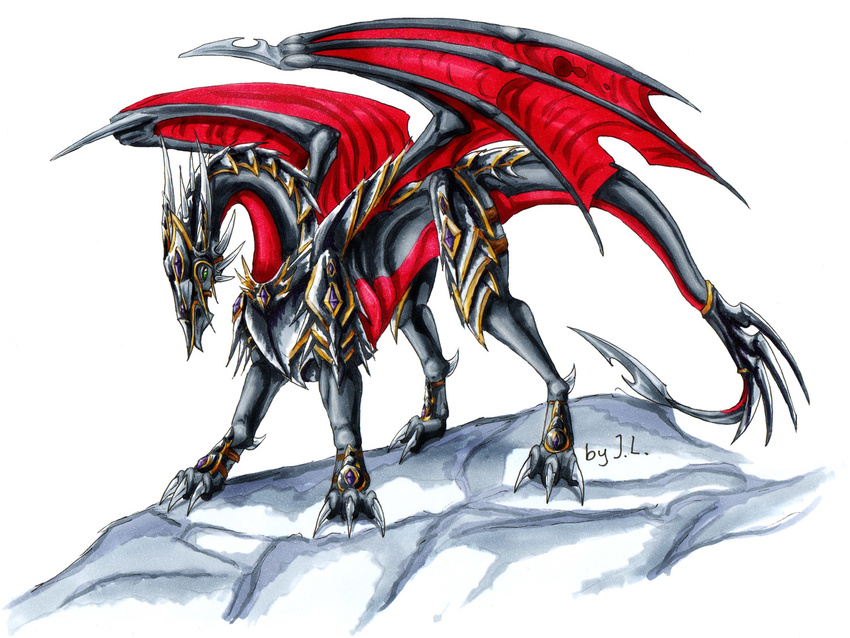 aarok armor cynder dragon female feral scalie solo spyro_the_dragon wings