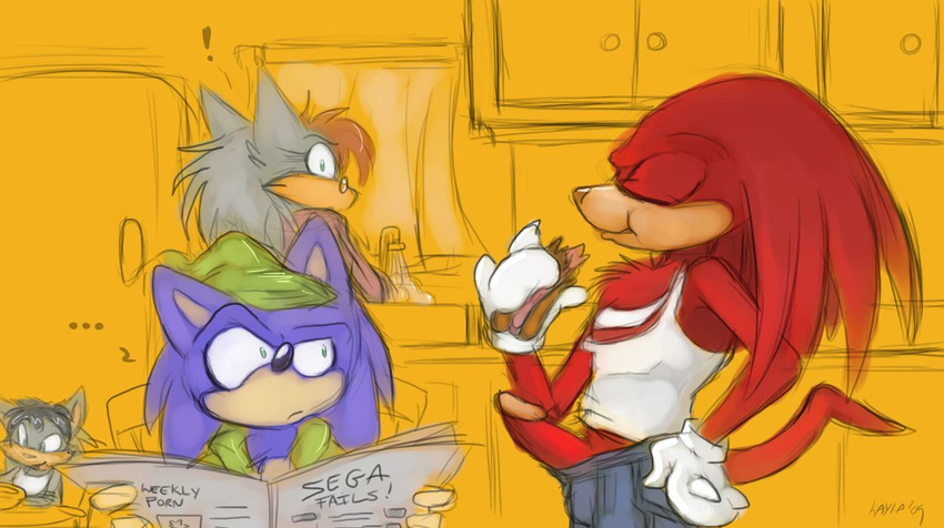 breakfast erection hedgehog invalid_tag knuckles_the_echidna male mel_the_hybrid morning_wood penis sonic_(series) sonic_the_hedgehog