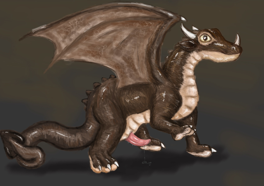 absurd_res brown cute dragon hi_res horny lizardlars male penis precum scalie solo