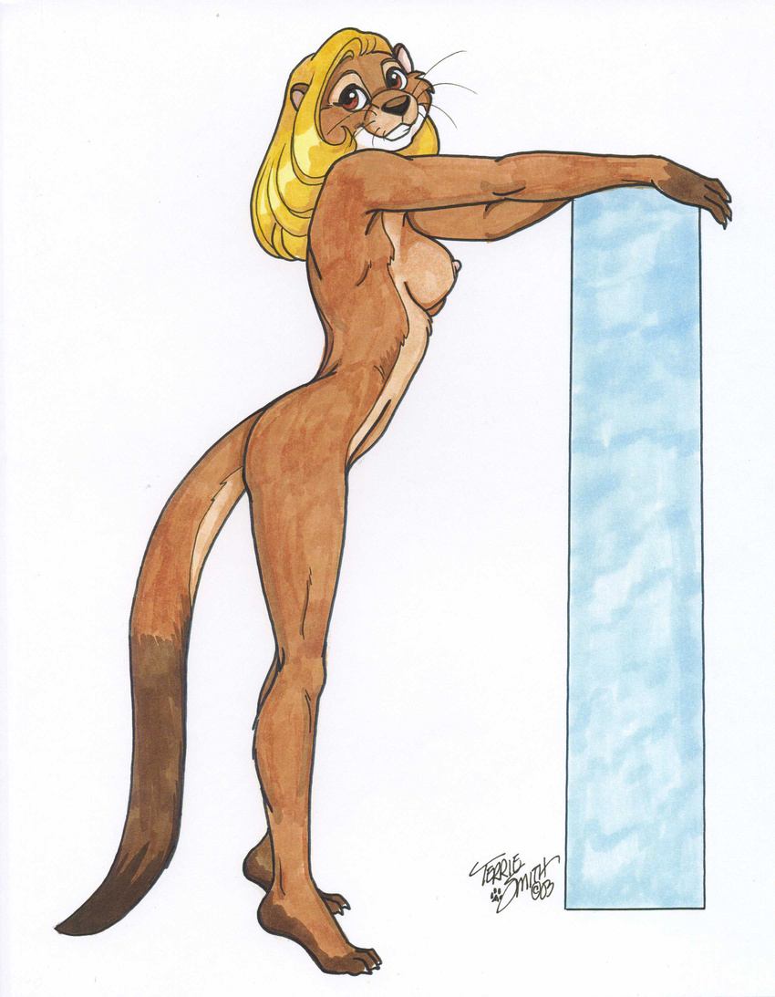 2003 absurd_res blaze breasts female hi_res l-block nude otter pose profile solo terrie_smith tetris