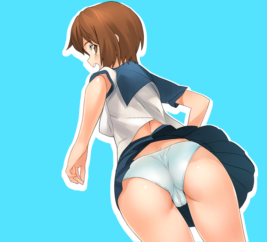 cameltoe initial-g pantsu school_uniform skirt_lift