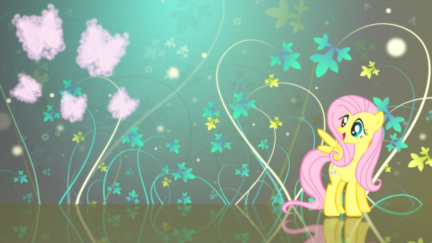 absentparachute arthropod blue_eyes butterflies butterfly equine female feral fluttershy_(mlp) friendship_is_magic insect mammal my_little_pony pegasus solo wallpaper widescreen wings